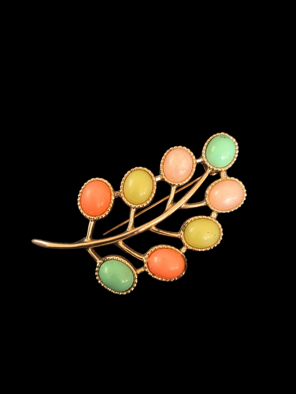 Sarah Coventry "Candy Land" Pastel Cabochon Branch Brooch Pin, Vintage 1970s